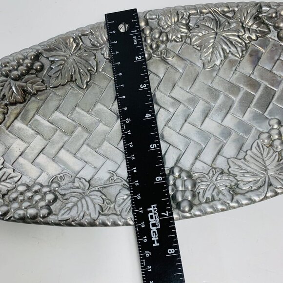 Lenox Grape Basket Weave Tray Bread Appetizer Metal Serveware Hollowware VTG - Picture 10 of 12
